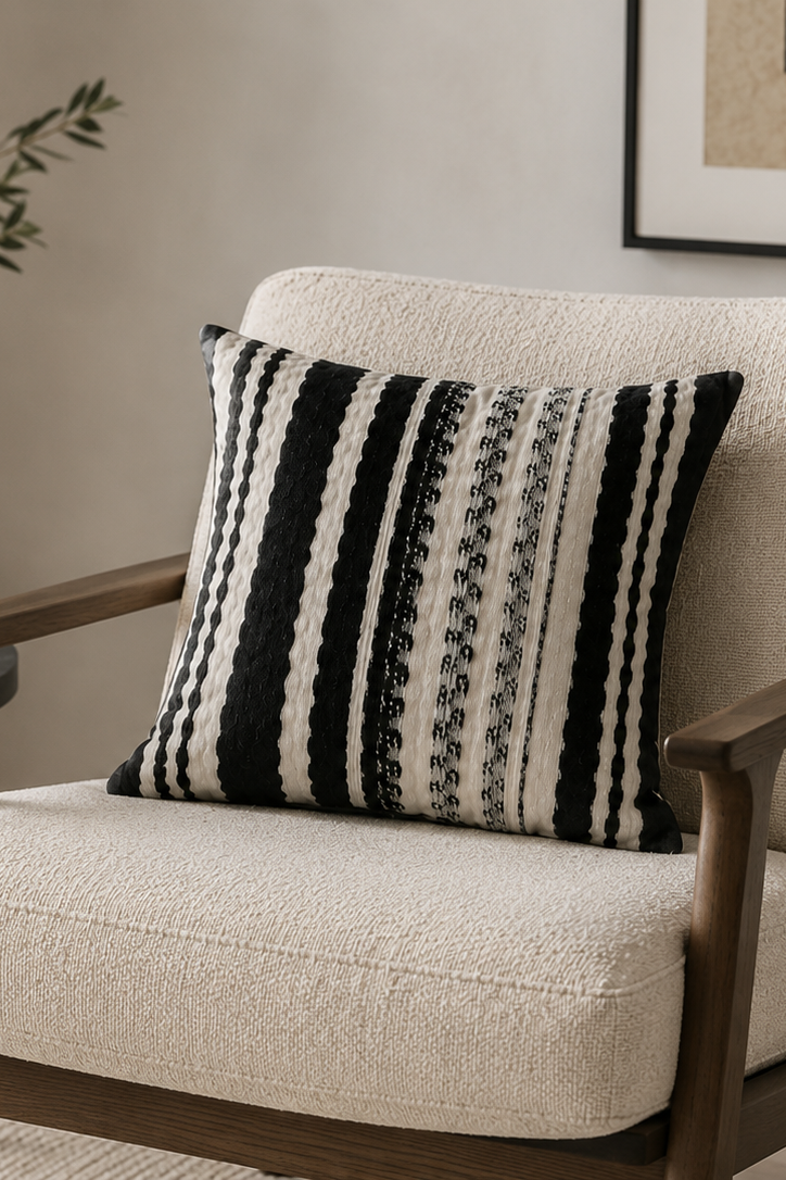 Bohemian Style Black Stripped throw Pillow Covers for Couch