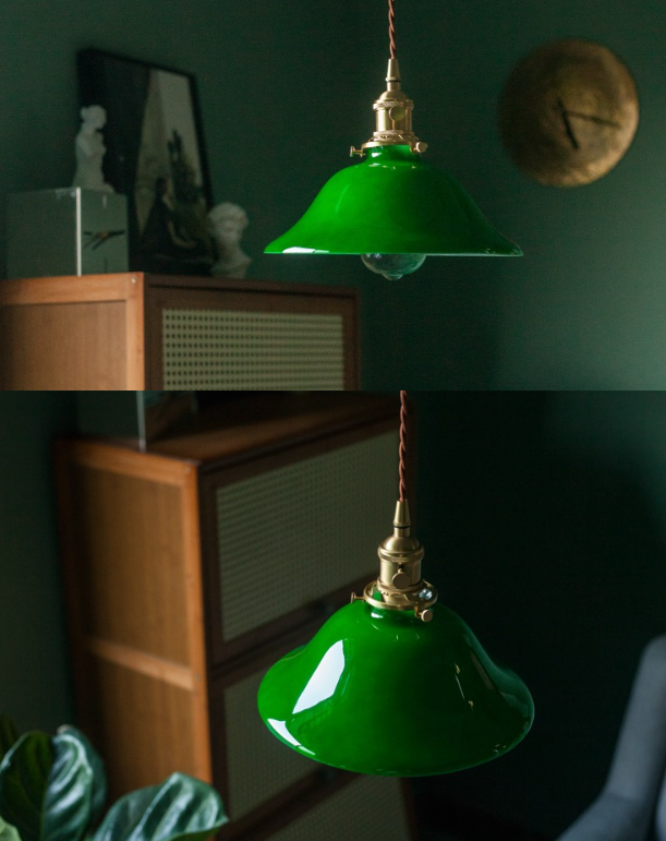 Vintage style  Green Glass pendant lights