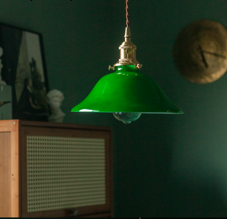 Vintage Green Glass Pendant lights-Dining Room hanging lamp