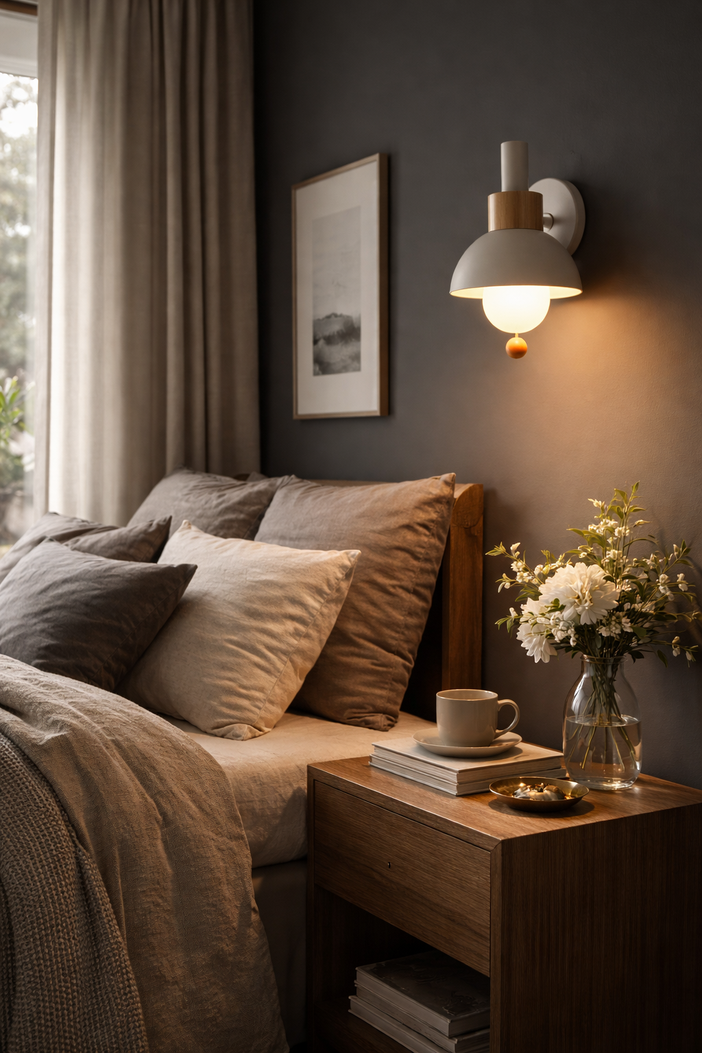 Scandinavian multicolor wall sconce light- Nordic Pull Chain Lamp