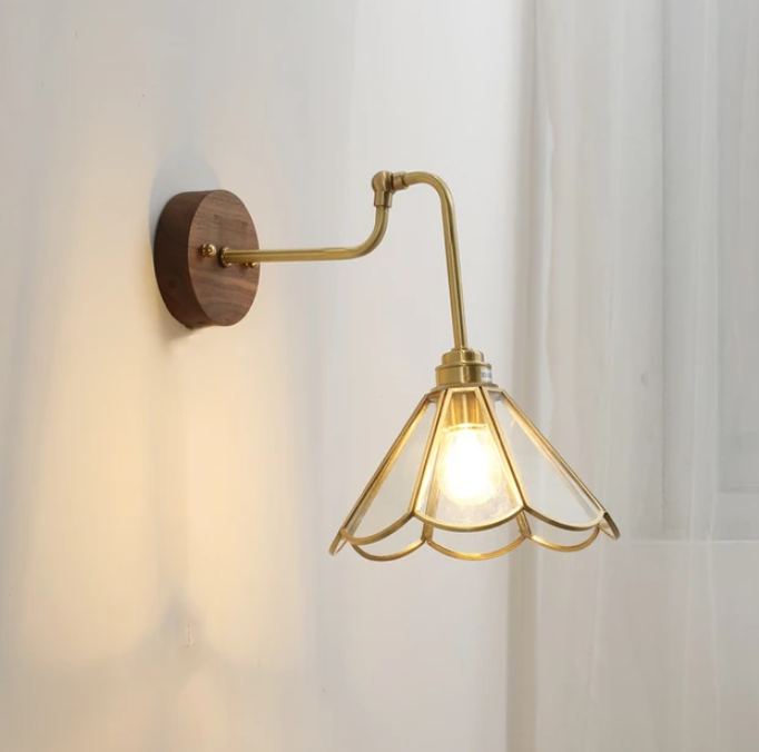 Antique Style Glass wall light /Brass wall lamp