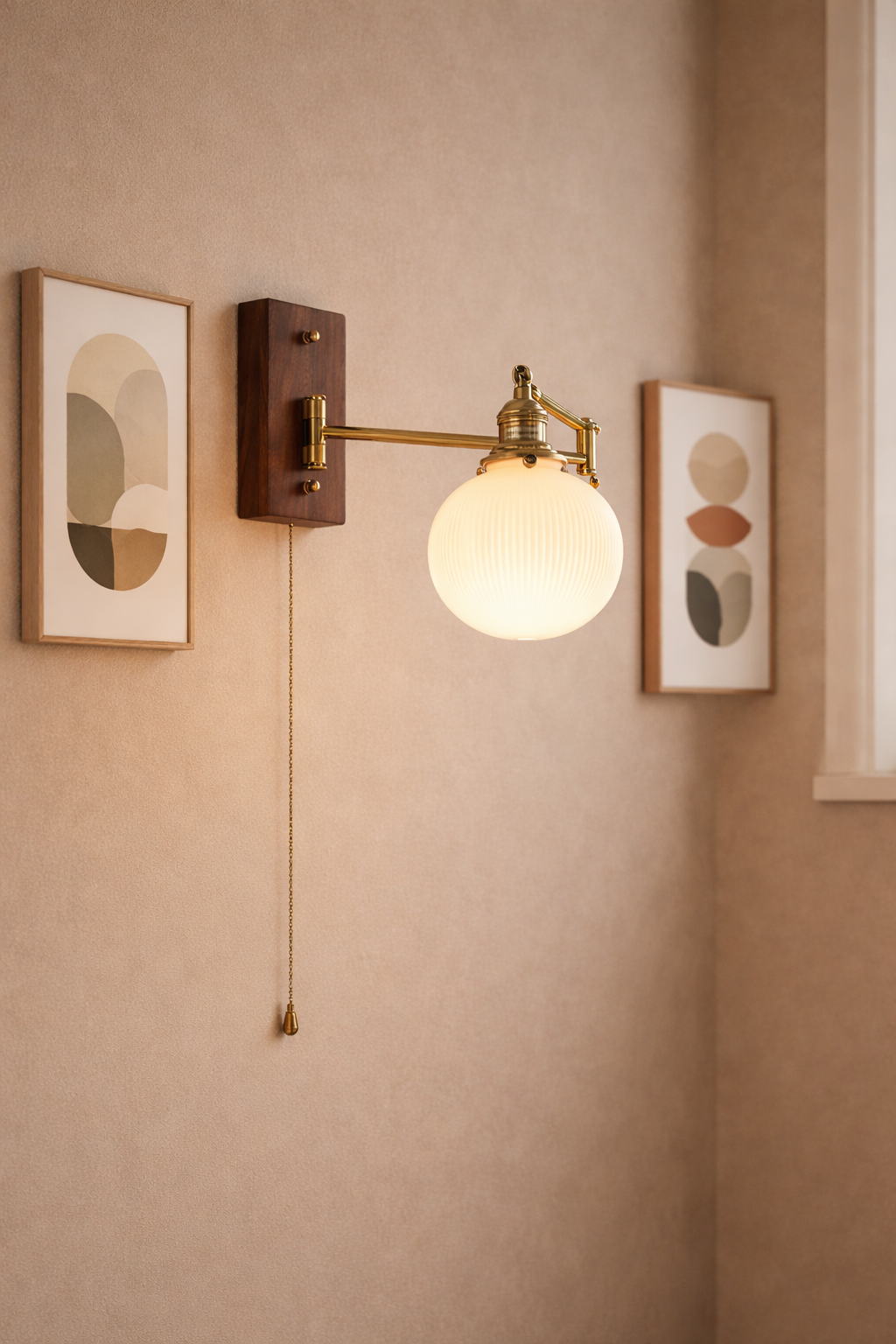 Mid-centaury Modern Swivel Ceramic-Wood Wall light
