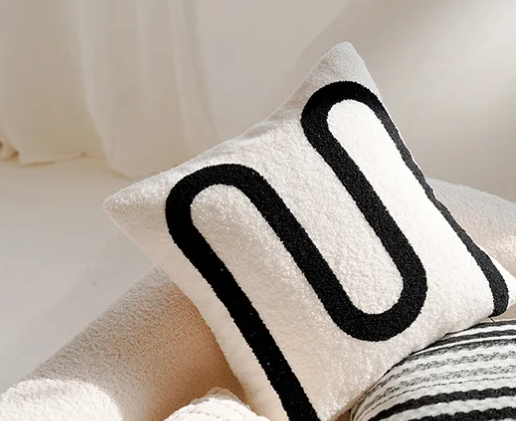 White & Black Patterned Pillow Sofa Cushion Cover