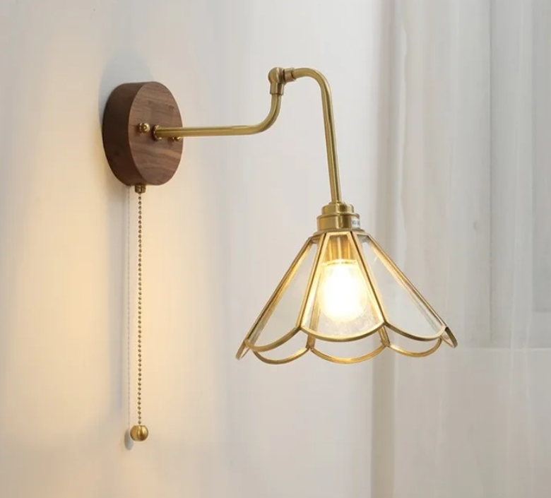 Antique Style Glass wall light /Brass wall lamp