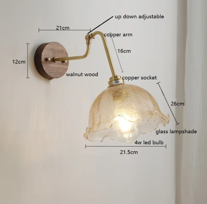 Antique Style Glass wall light /Brass wall lamp