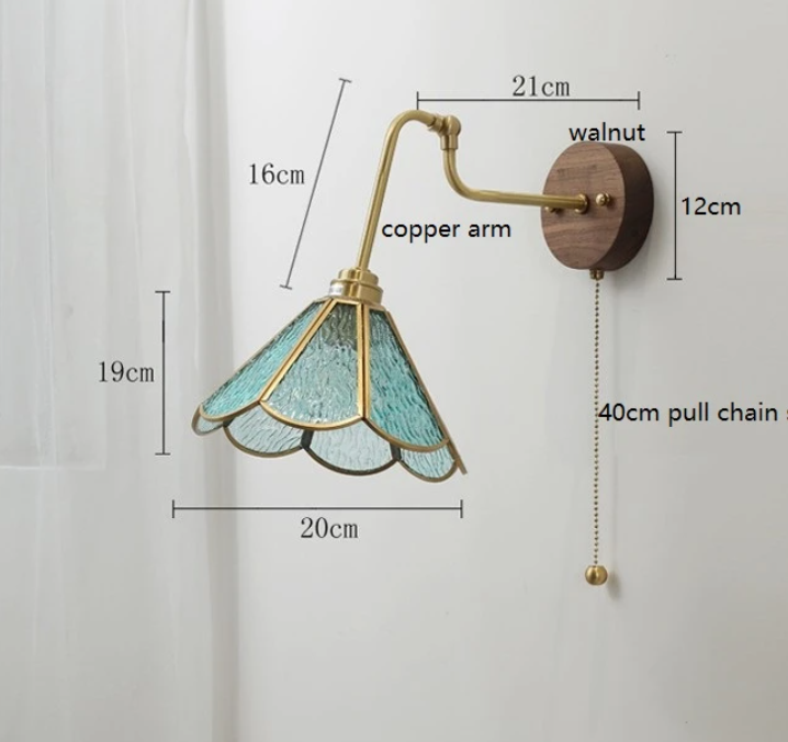 Antique Brass Scandinavian glass wall lamp