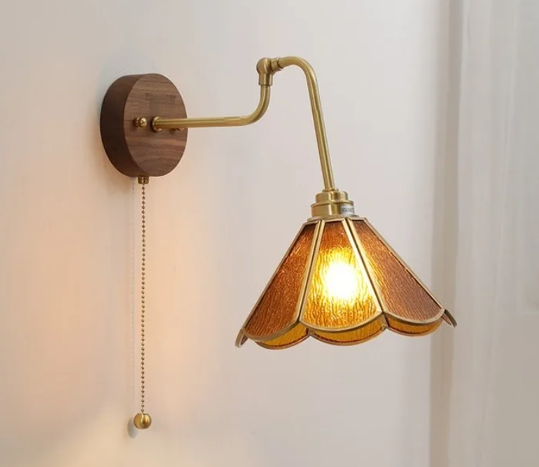 Antique Brass Scandinavian glass wall lamp