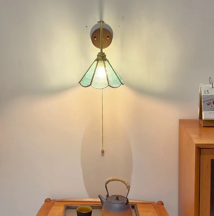 Antique Brass Scandinavian glass wall lamp