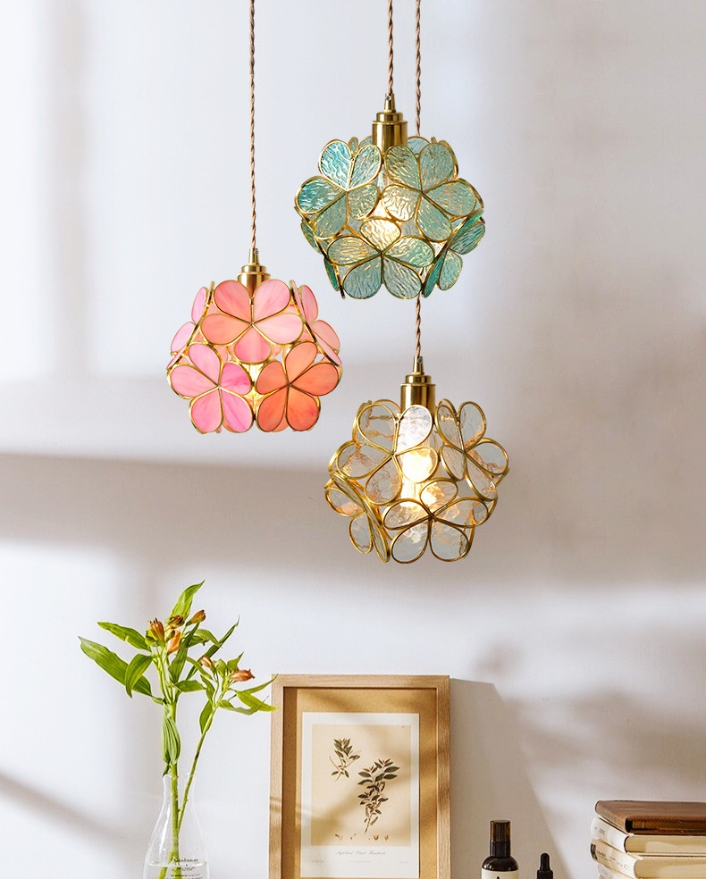 3 Multi Color Flower Pendants Hanging  