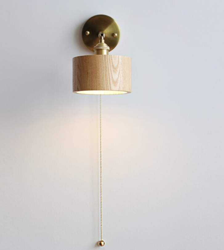 Natural Radiance: Handcrafted Walnut Wood Wall Lamp