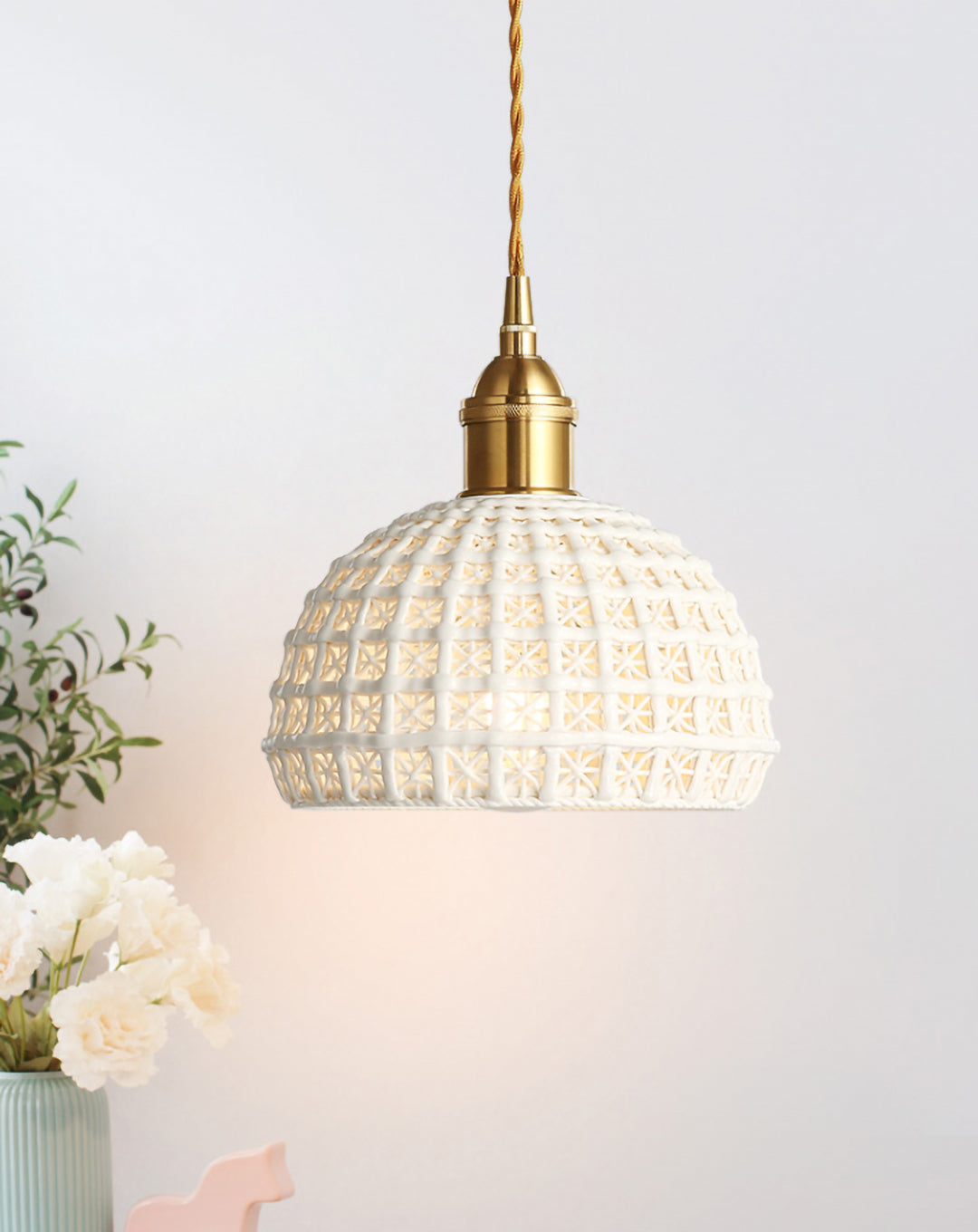 Earthen Weave Ceramic Woven Pendant Light, Handcrafted lights