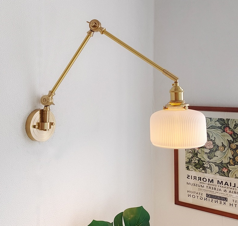 Swing Arm Ceramic Wall Sconce, Vintage Ceramic Light