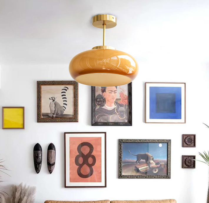 Harvest Glow Mustard, Red Glass Pendant Light