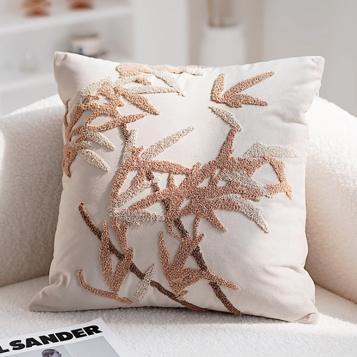 Peach Embroidered  Sofa & Couch Cushion covers