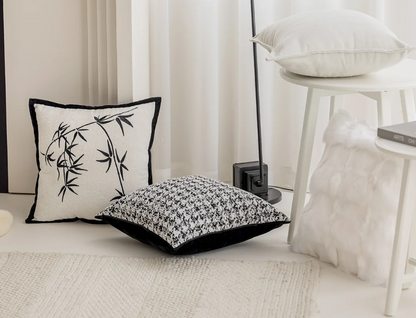 White & Black Patterned Pillow Sofa Cushion Cover