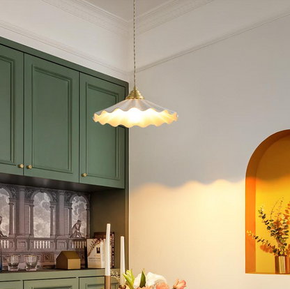 Wave Style Ceramic Pendant light, Minimalist Farm house Hanging Lamp