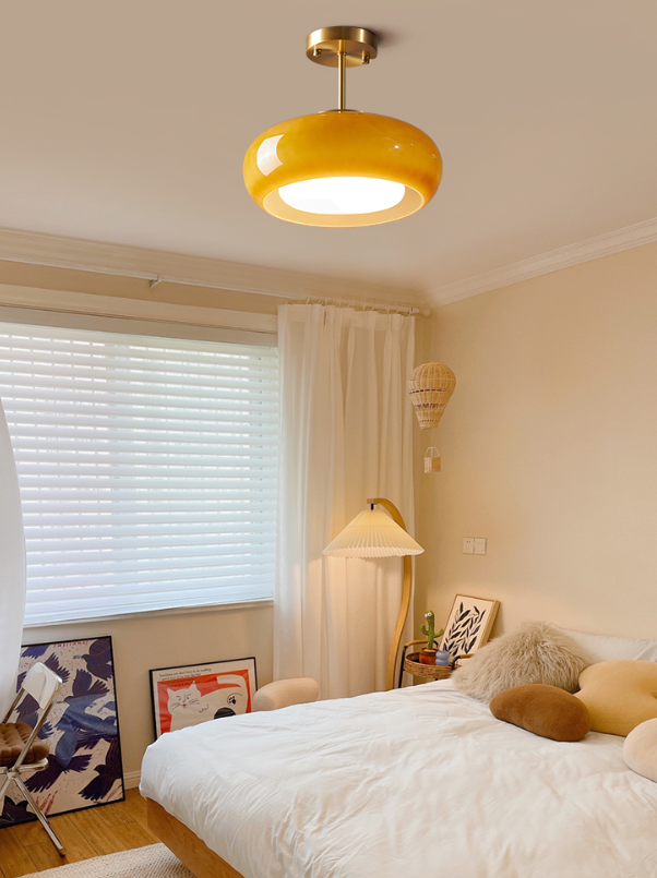 Harvest Glow Mustard, Red Glass Pendant Light