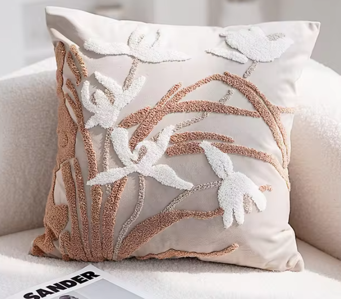 Peach Embroidered  Sofa & Couch Cushion covers
