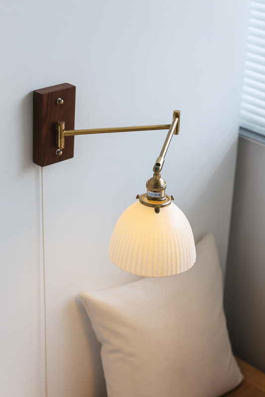 Rustic Swing Arm Cottage Wall Light Fixture