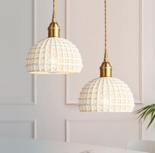 Earthen Weave Ceramic Woven Pendant Light, Handcrafted lights