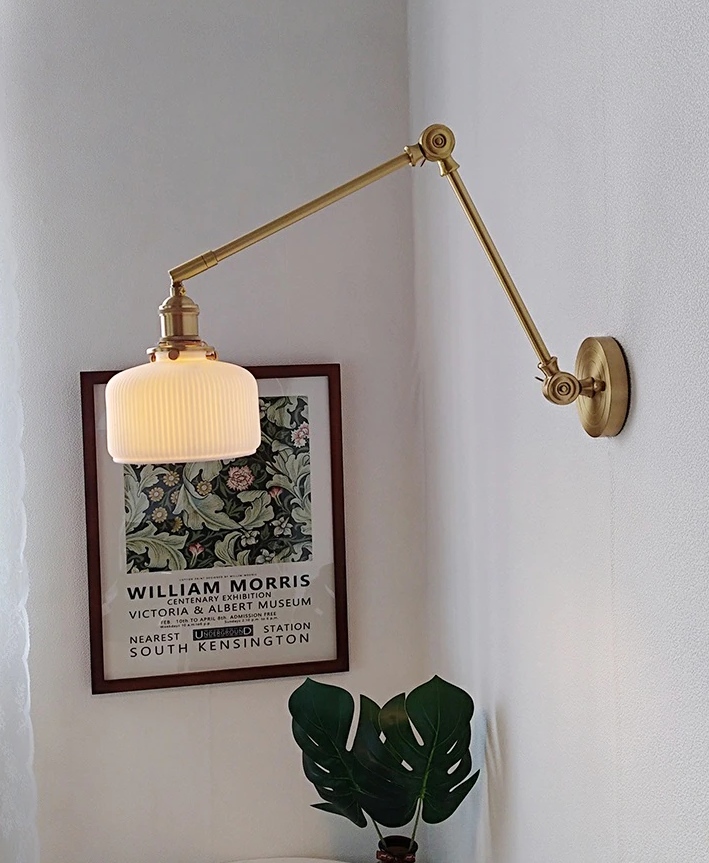 Swing Arm Ceramic Wall Sconce, Vintage Ceramic Light