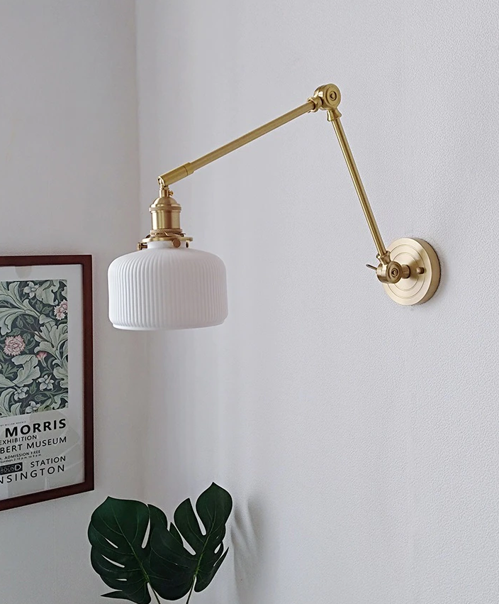 Swing Arm Ceramic Wall Sconce, Vintage Ceramic Light