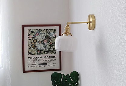 Ceramic Shade Wall Sconce with Brass Gooseneck Arm