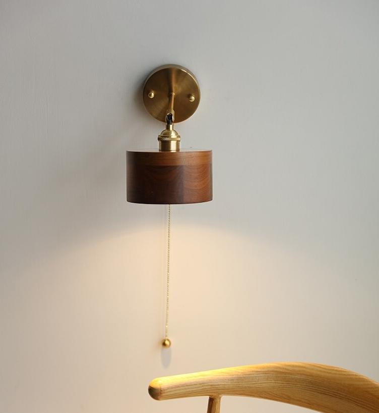 Natural Radiance: Handcrafted Walnut Wood Wall Lamp