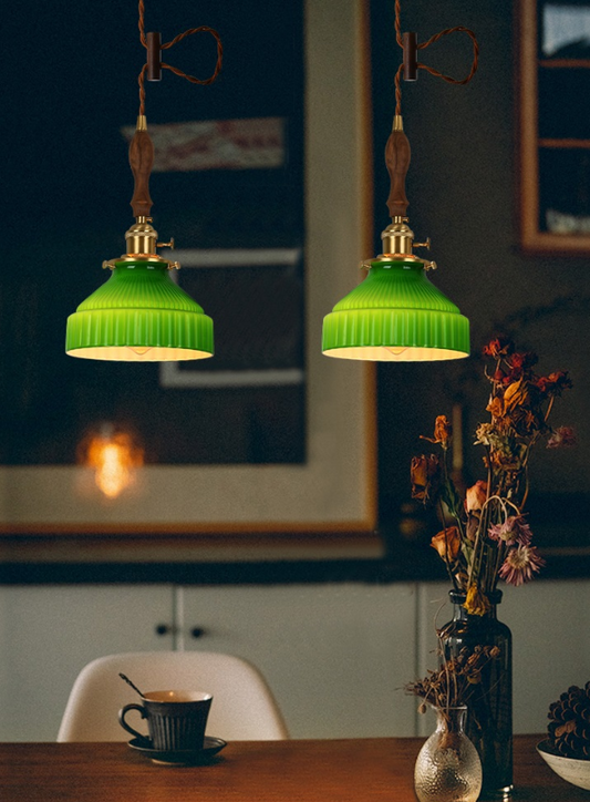 Vintage Style Green Glass Pendant Lights for Timeless Charm