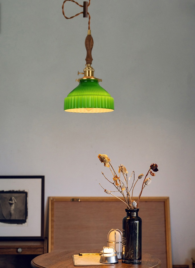 Vintage Style Green Glass Pendant Lights for Timeless Charm