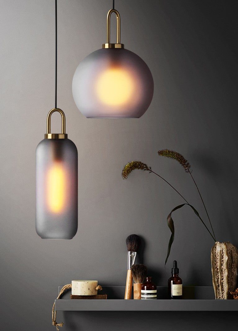 Ethereal Embers, Smoky Glass Pendant Lights, Gray lights