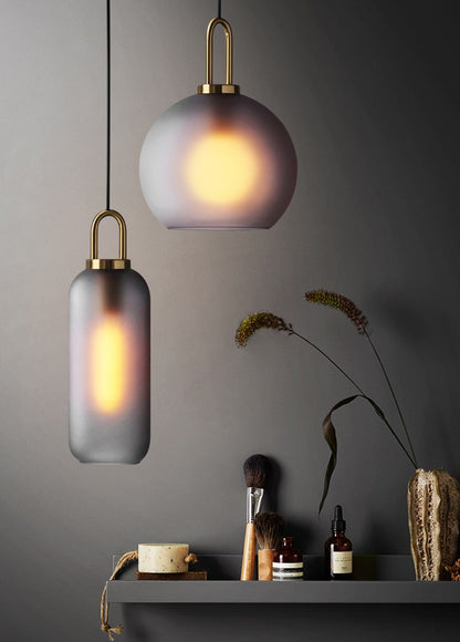 Ethereal Embers, Smoky Glass Pendant Lights, Gray lights