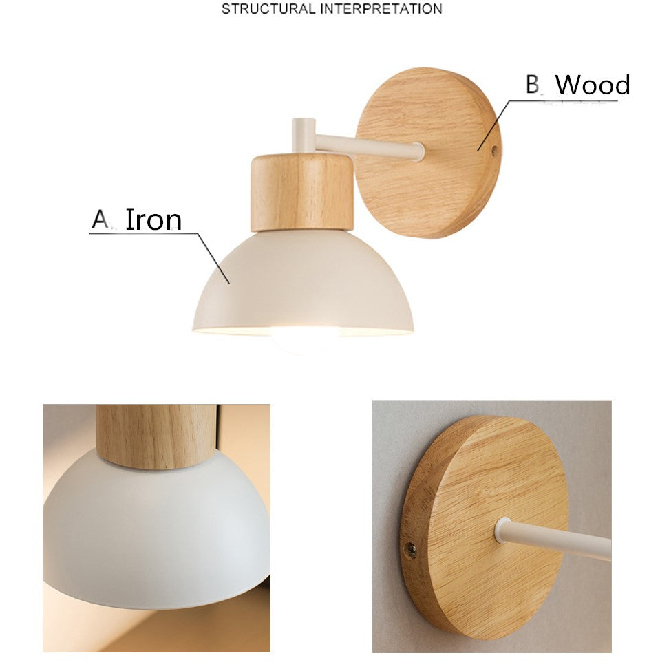 Nordic Macaroon, Wood Wall Lamp, Kids Room Lamp