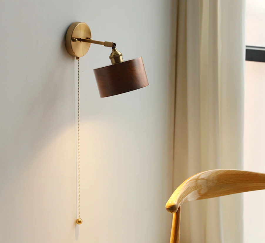 Natural Radiance: Handcrafted Walnut Wood Wall Lamp