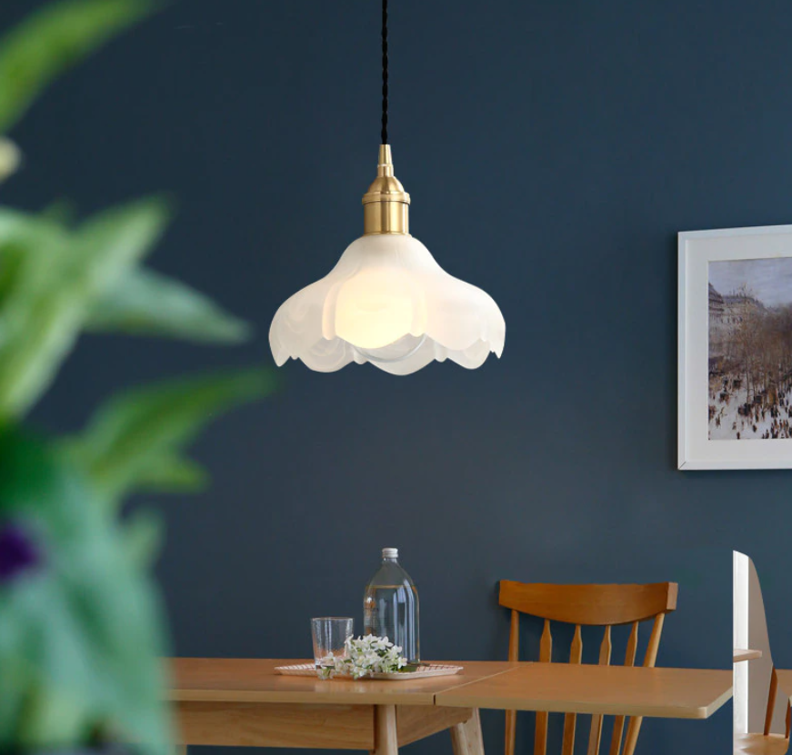 Ethereal Elegance, White Flower Glass Pendant Lights