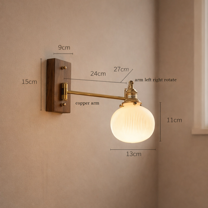 Mid-centaury Modern Swivel Ceramic-Wood Wall light