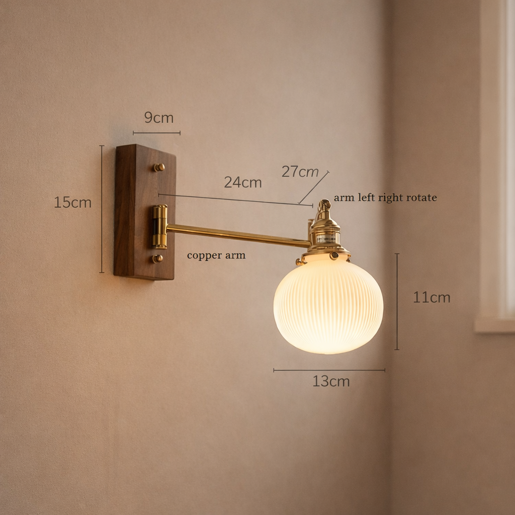 Retro Cottage Swing Arm Light Fixture - Ceramic plug-In sconce