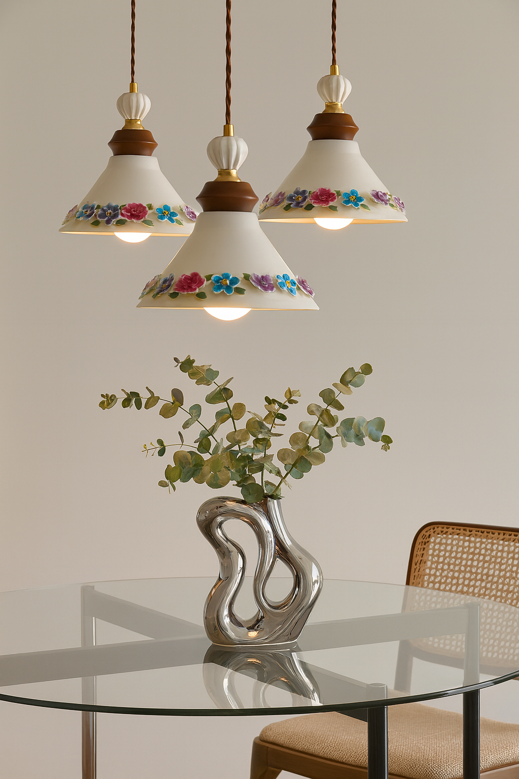 Japandi Clay Pendant Lamp-Artisanal Farmhouse hanging Light