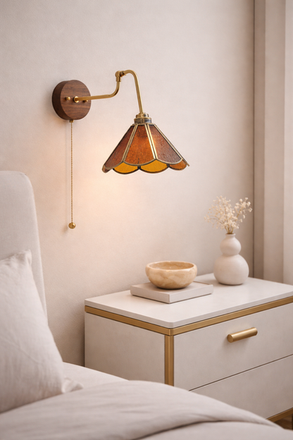 Mid-Centaury modern red glass wall lamp for bedroom