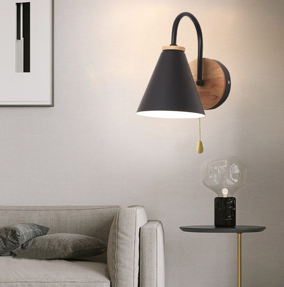 Wood Wall Sconces/ Nordic lampshade