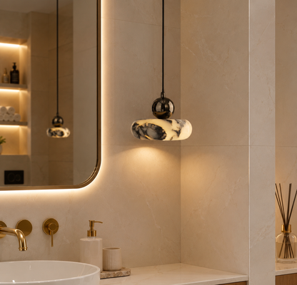 Small Calacatta Marble Pendant Light | Modern Natural Stone Lamp
