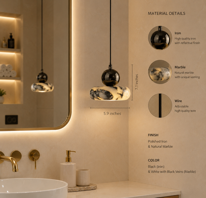 Small Calacatta Marble Pendant Light | Modern Natural Stone Lamp