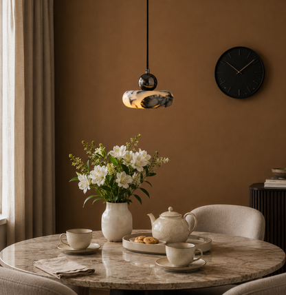 Small Calacatta Marble Pendant Light | Modern Natural Stone Lamp