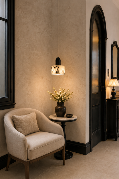 Small bedside Marble Pendant Light | Modern Natural Stone Lamp