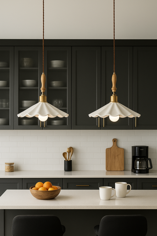 White Ceramic Kitchen Island Pendant Lighting - Modern hanging lamp