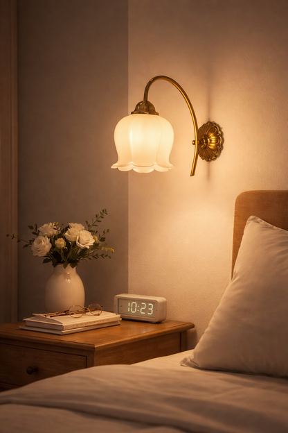 Tulip wall Sconce| Brass Flower antique wall Light