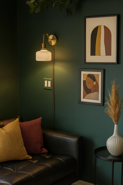 Mid-centaury Modern Brass Wall lamp with White Ceramic lampshade