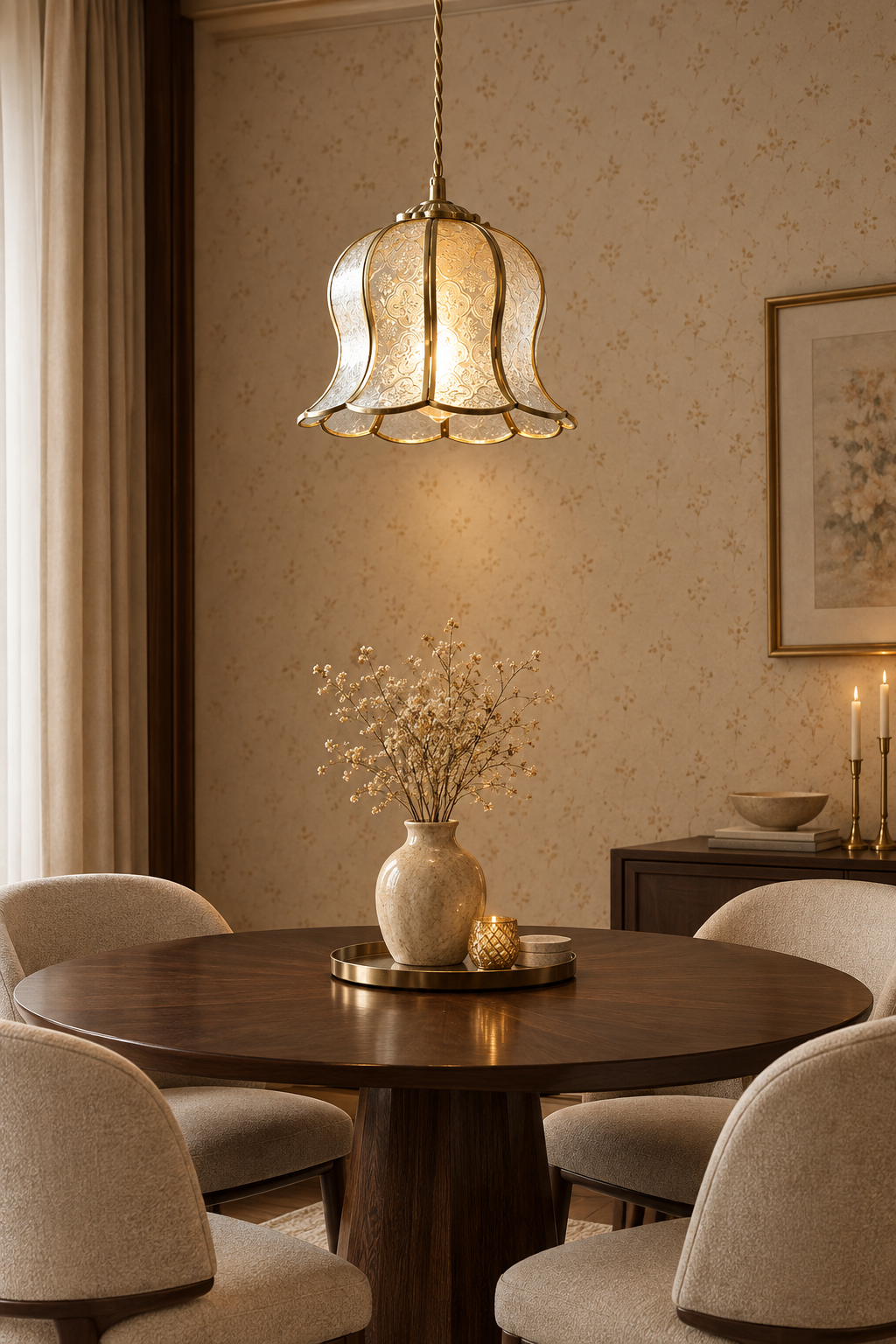 Artisan Brass Pendant Light| Patterned Glass hanging lights