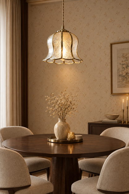 Artisan Brass Pendant Light| Patterned Glass hanging lights