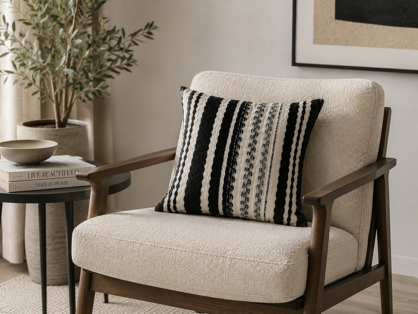 Bohemian Style Black Stripped throw Pillow Covers for Couch